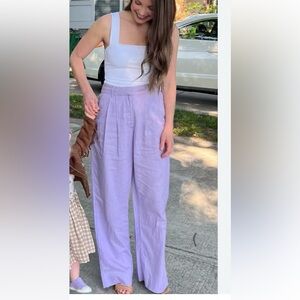 Lavender linen wide leg pants
